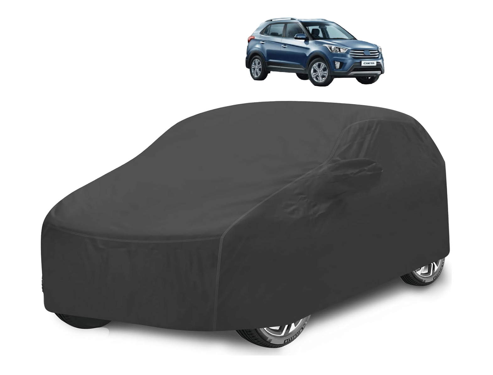     			Caronix Car Body Cover for Hyundai All Car Models With Mirror Pocket ( Pack of 1 ) , Grey