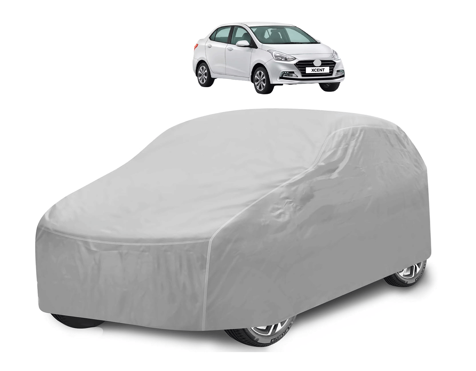     			Caronix Car Body Cover for Hyundai All Car Models With Mirror Pocket ( Pack of 1 ) , Silver