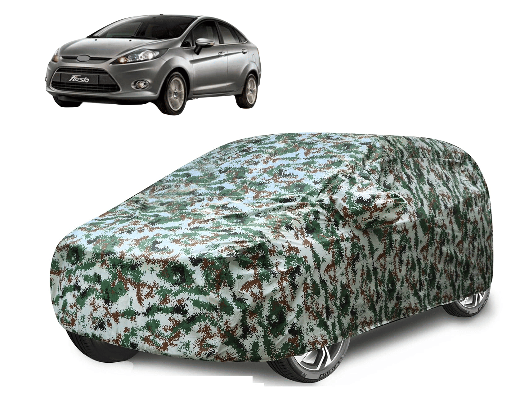     			Caronix Car Body Cover for Ford All Car Models With Mirror Pocket ( Pack of 1 ) , Green