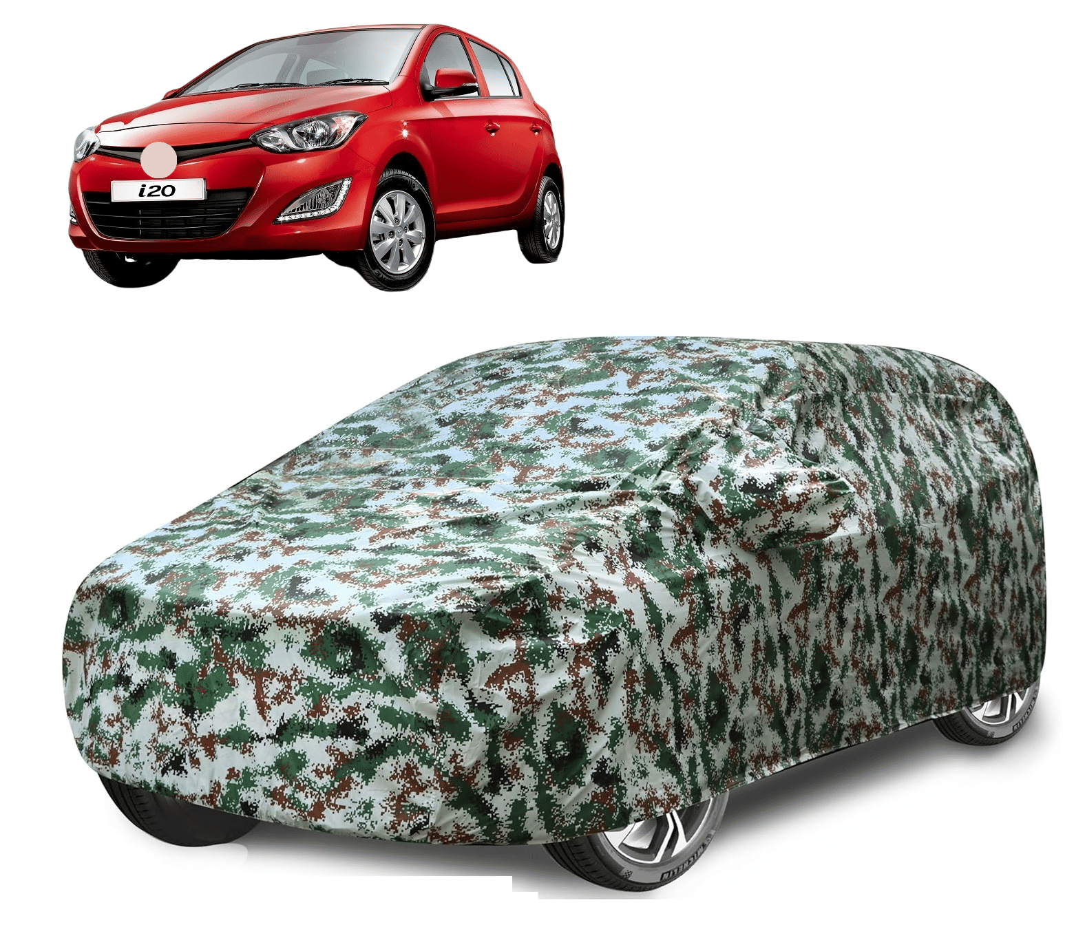     			Caronix Car Body Cover for Hyundai All Car Models With Mirror Pocket ( Pack of 1 ) , Green