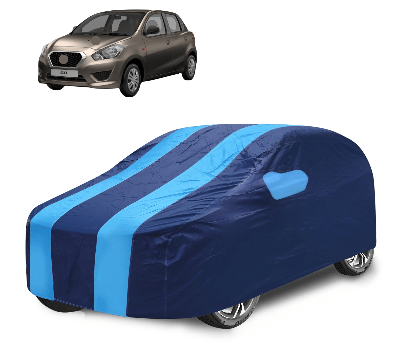     			Caronix Car Body Cover for Datsun All Car Models With Mirror Pocket ( Pack of 1 ) , Blue