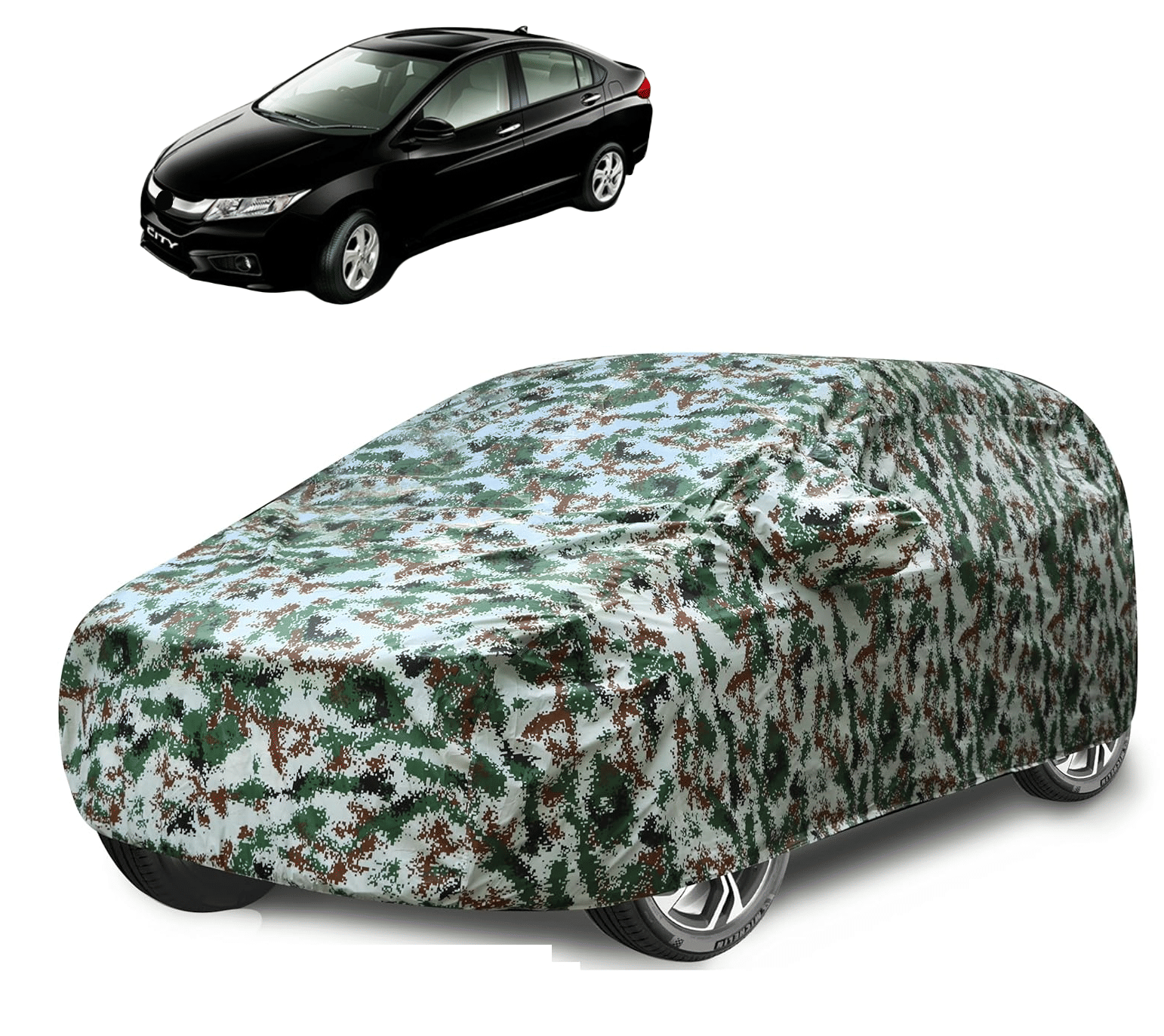 Caronix Car Body Cover for Honda All Car Models With Mirror Pocket ( Pack of 1 ) , Green Caronix Car Body Cover for Honda All Car Models With Mirror Pocket ( Pack of 1 ) , Green