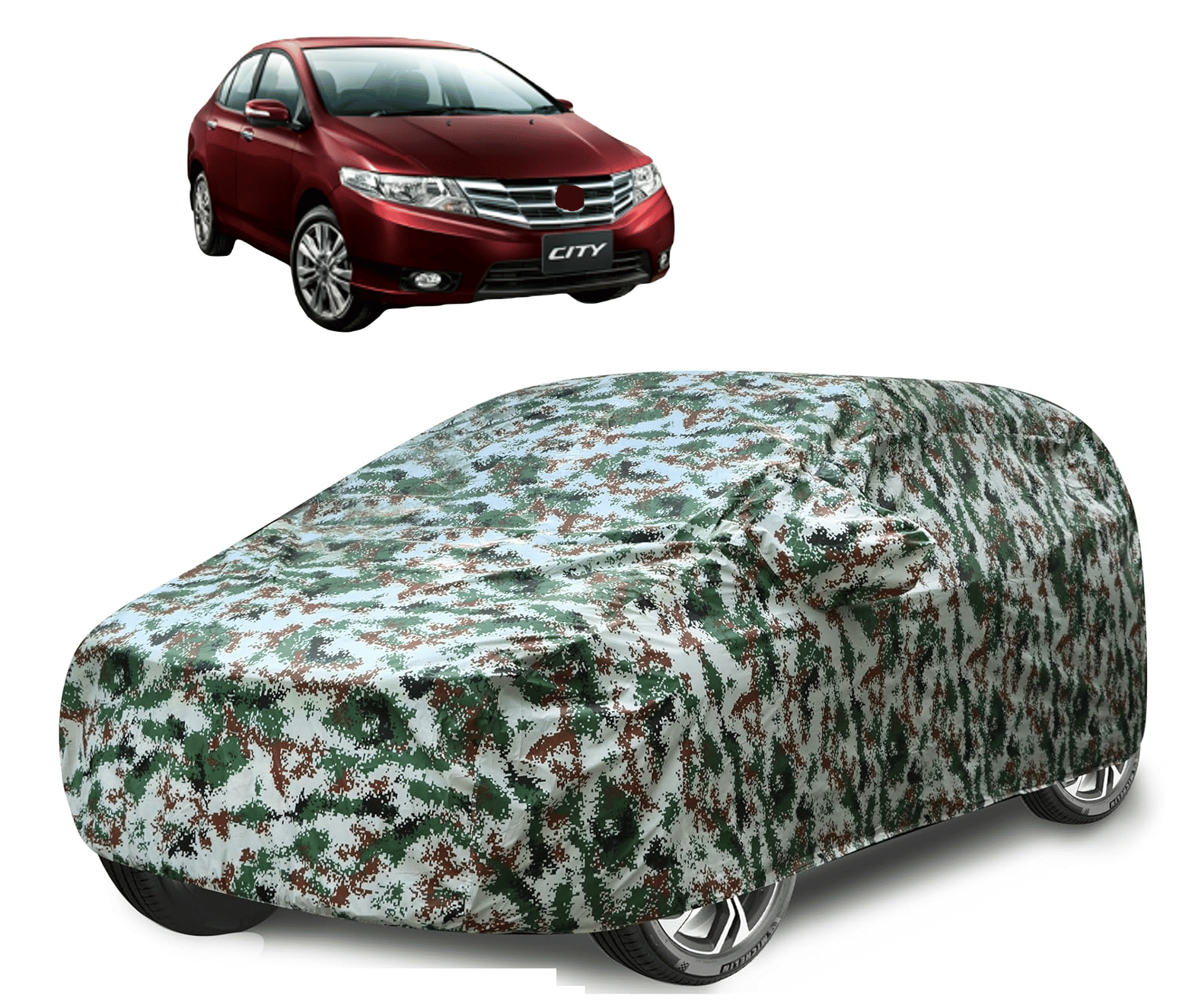     			Caronix Car Body Cover for Honda All Car Models With Mirror Pocket ( Pack of 1 ) , Green