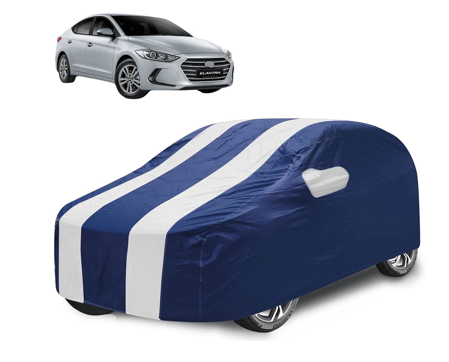     			Caronix Car Body Cover for Hyundai All Car Models With Mirror Pocket ( Pack of 1 ) , White