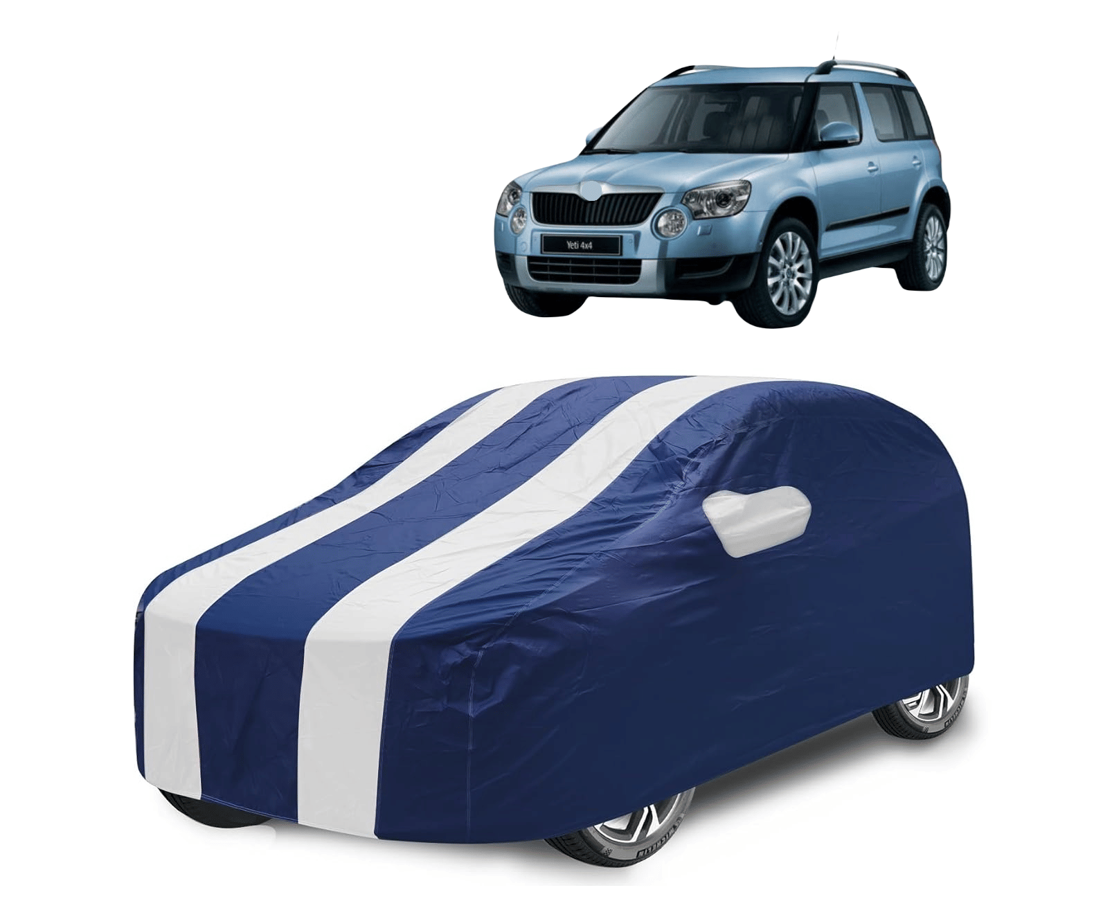     			Caronix Car Body Cover for Skoda All Car Models With Mirror Pocket ( Pack of 1 ) , White