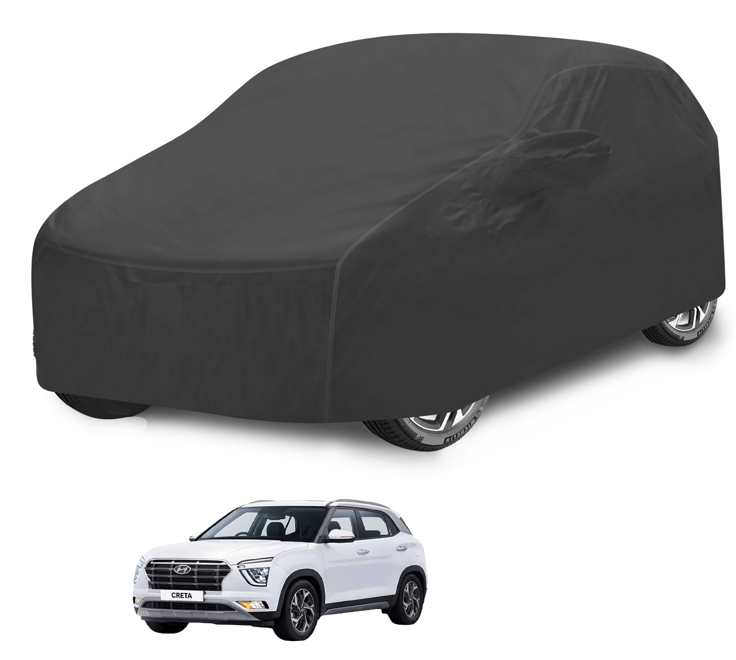     			Caronix Car Body Cover for Hyundai All Car Models With Mirror Pocket ( Pack of 1 ) , Grey