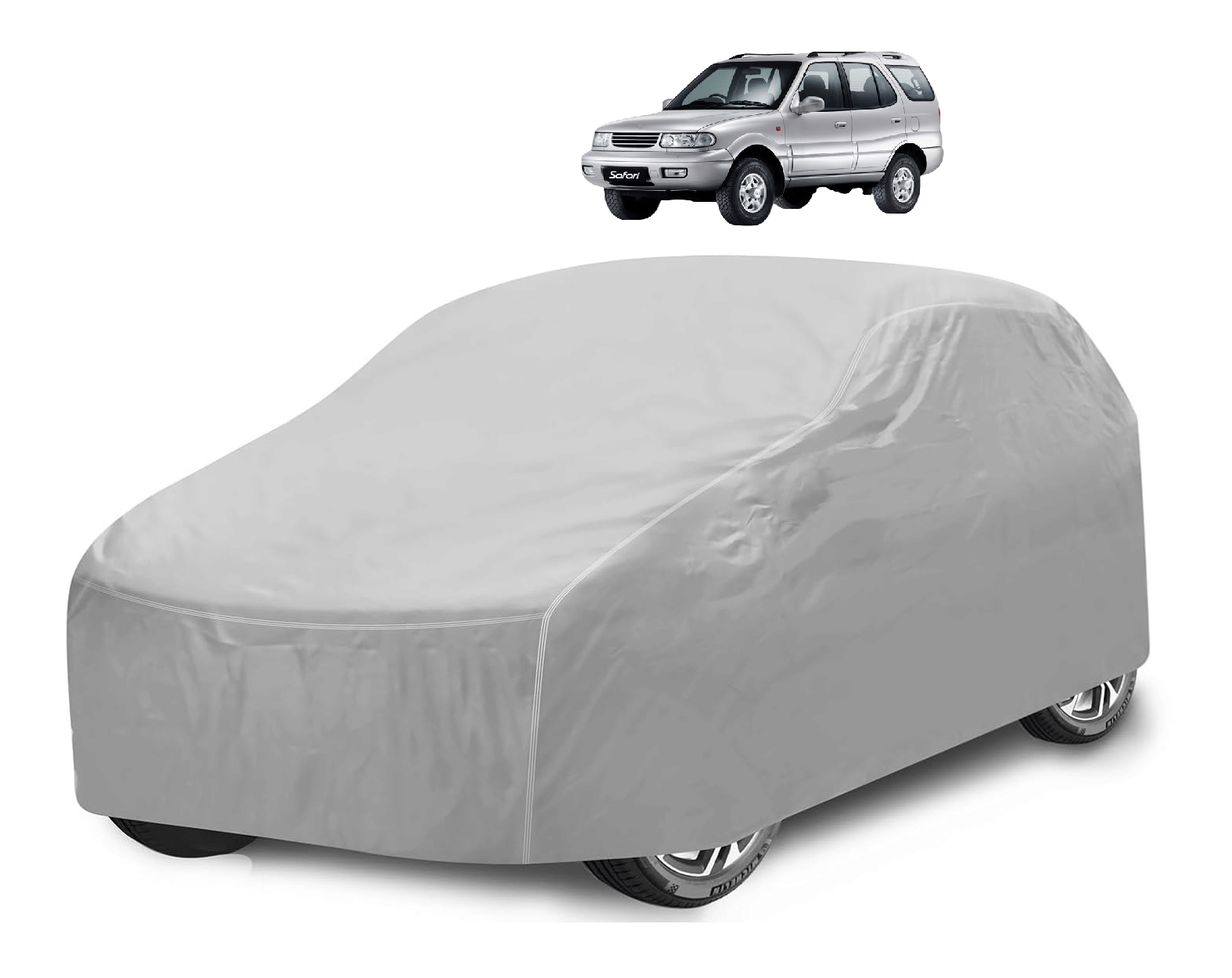     			Caronix Car Body Cover for Tata All Car Models With Mirror Pocket ( Pack of 1 ) , Silver