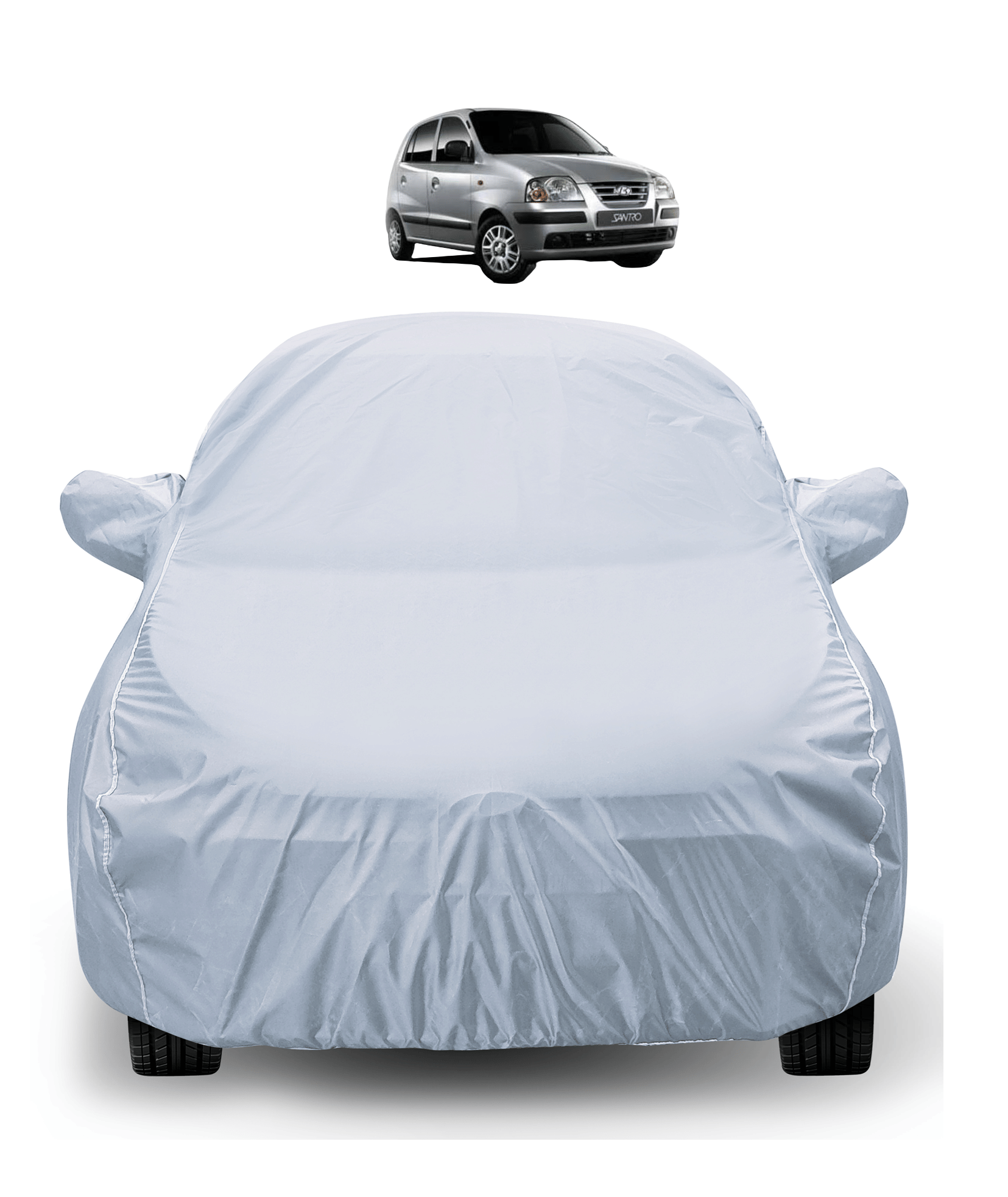     			Caronix Car Body Cover for Hyundai All Car Models With Mirror Pocket ( Pack of 1 ) , Silver