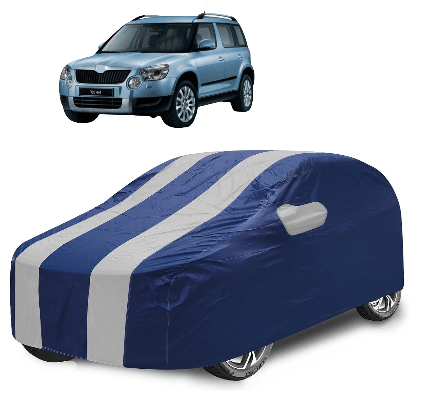     			Caronix Car Body Cover for Skoda All Car Models With Mirror Pocket ( Pack of 1 ) , Silver