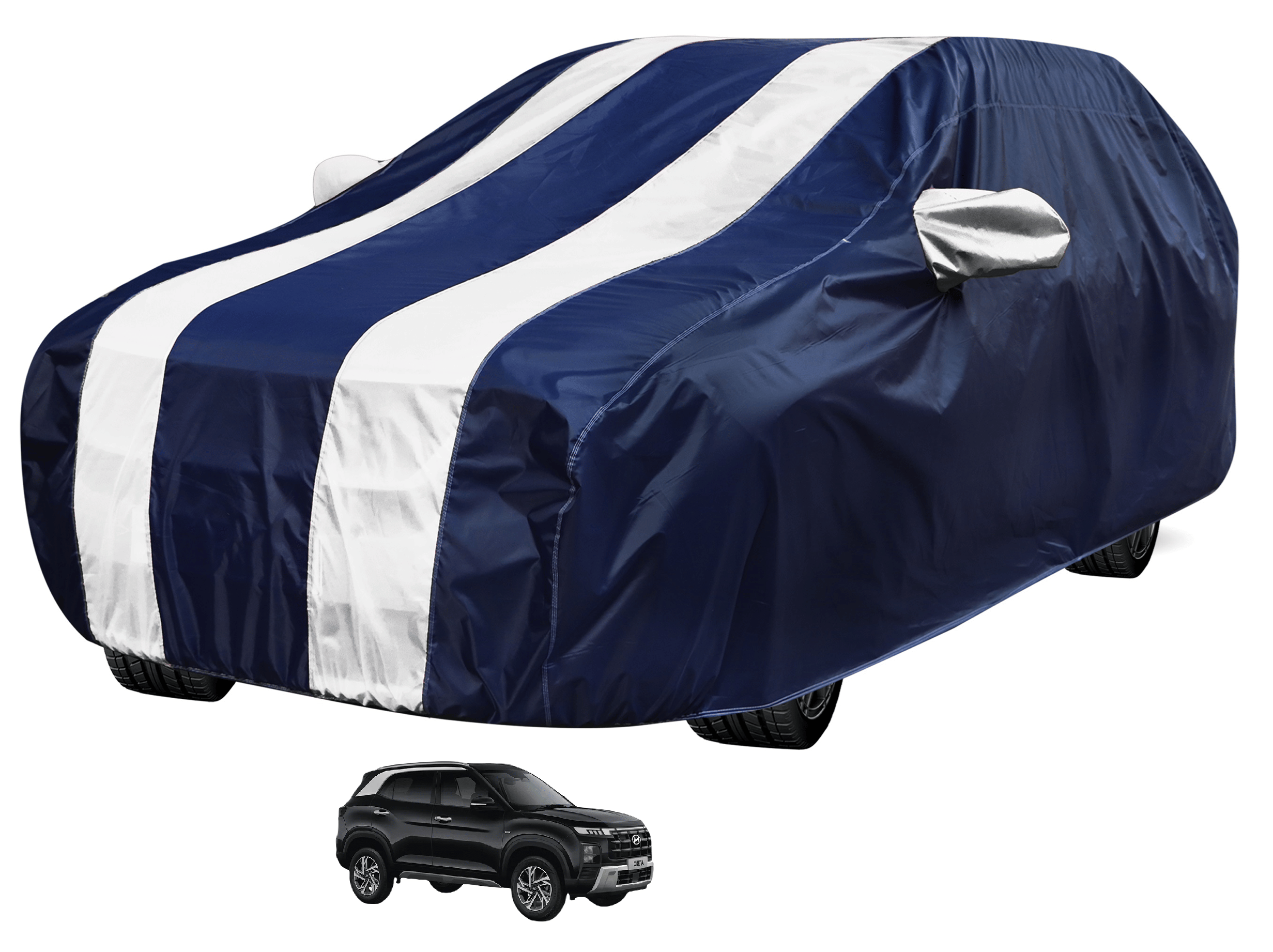     			Caronix Car Body Cover for Hyundai All Car Models With Mirror Pocket ( Pack of 1 ) , White