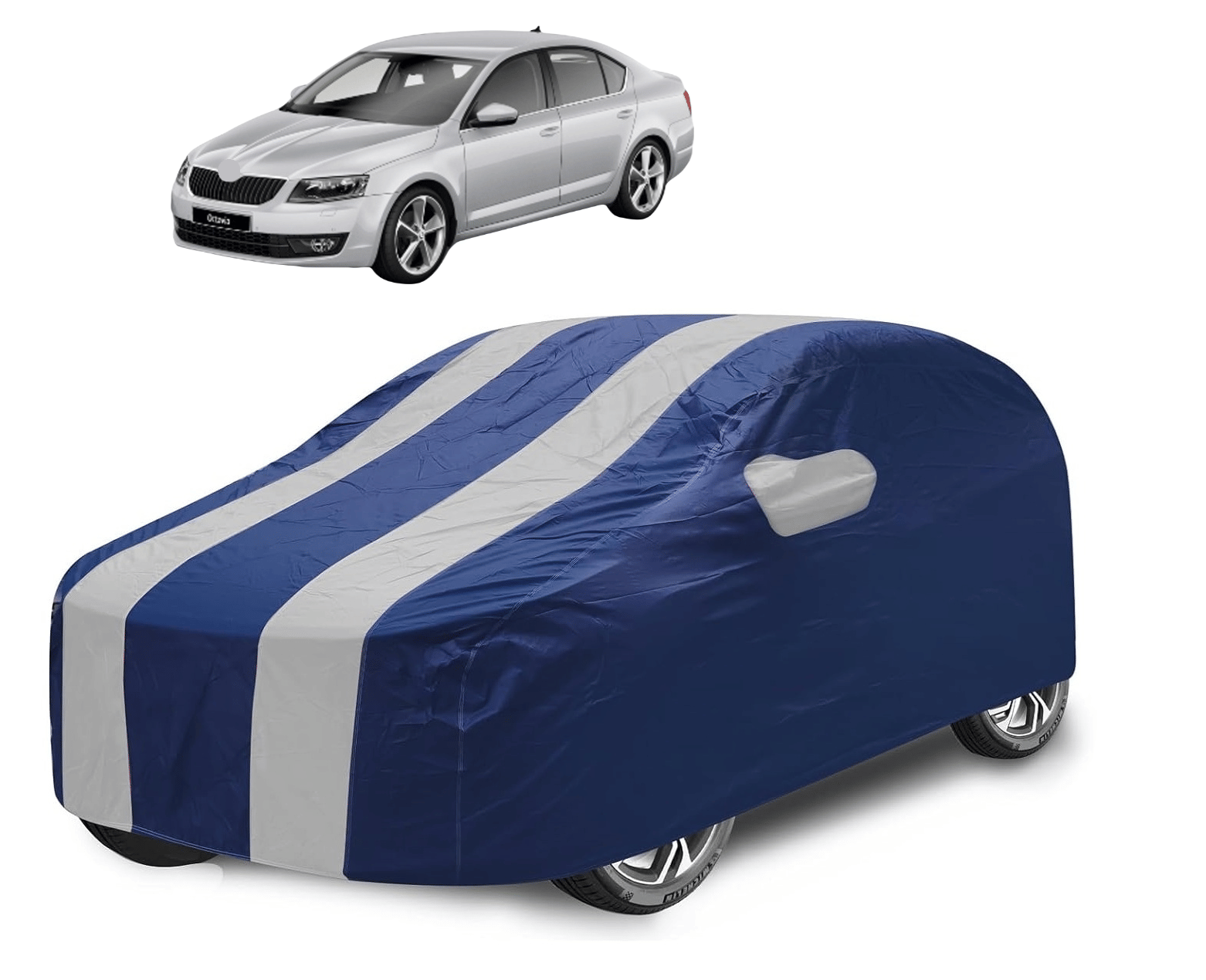     			Caronix Car Body Cover for Skoda All Car Models With Mirror Pocket ( Pack of 1 ) , Silver