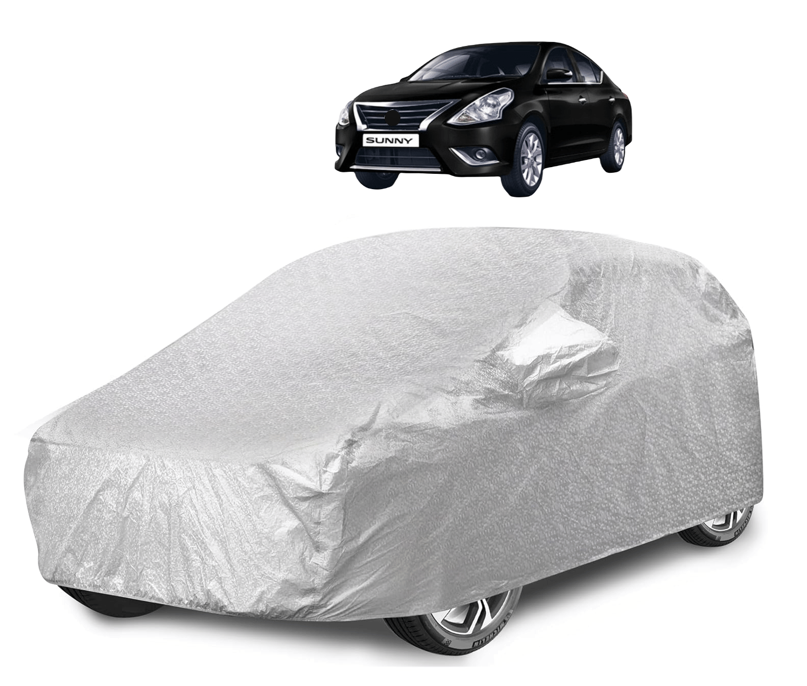     			Caronix Car Body Cover for Nissan All Car Models With Mirror Pocket ( Pack of 1 ) , Silver