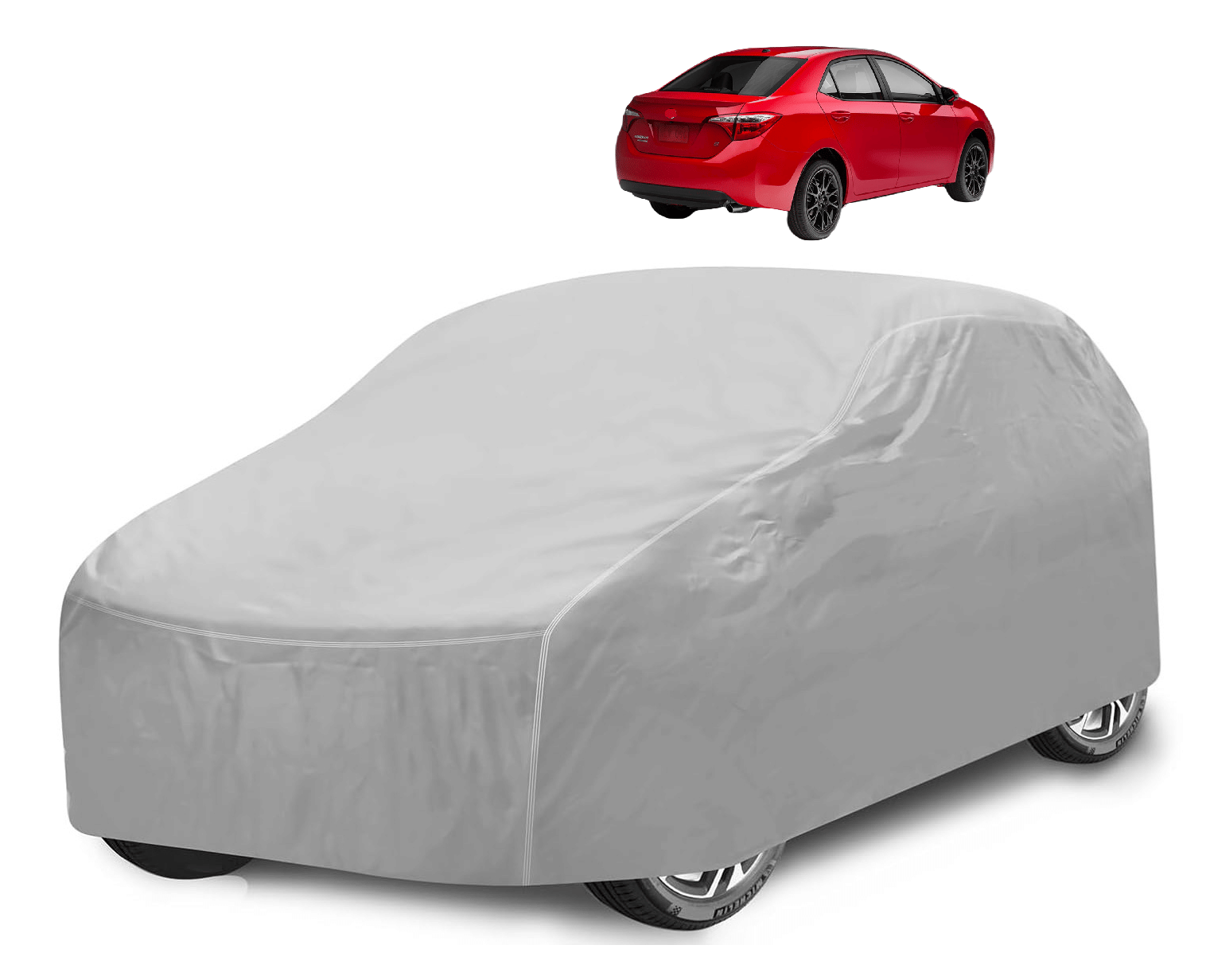     			Caronix Car Body Cover for Toyota All Car Models With Mirror Pocket ( Pack of 1 ) , Silver