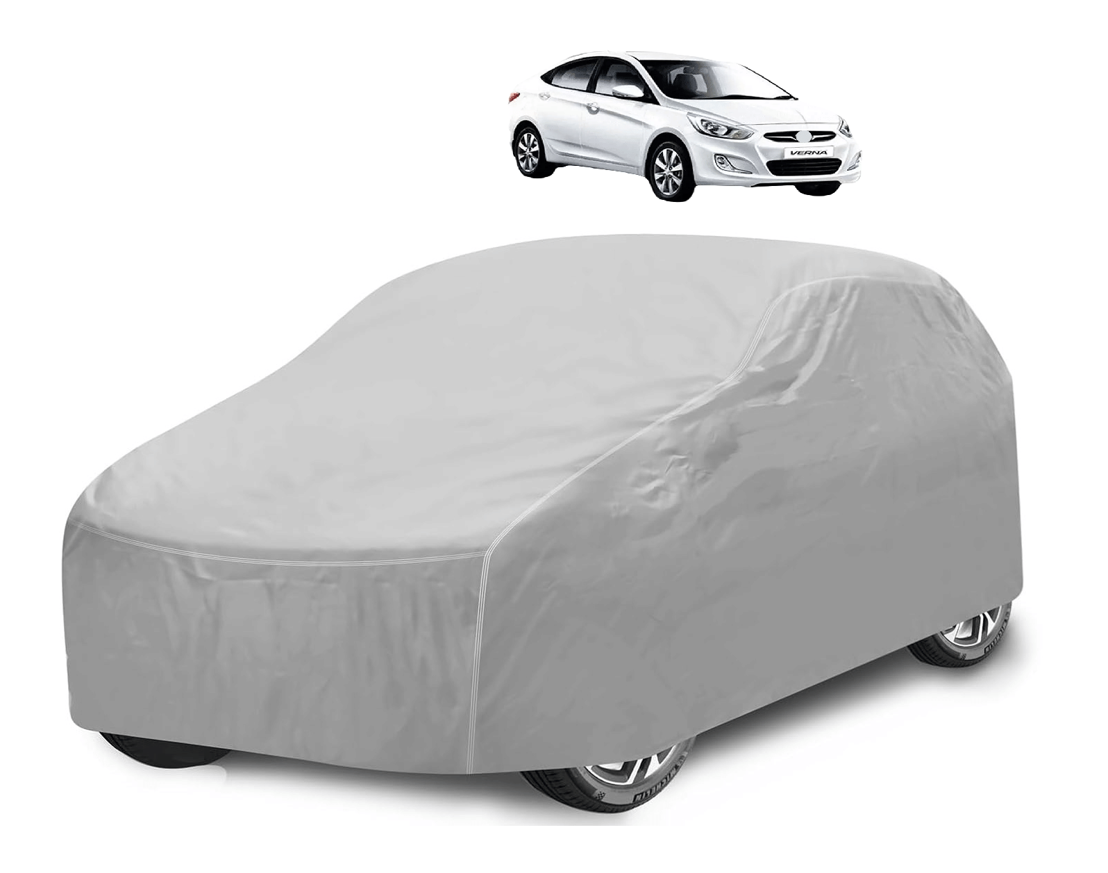     			Caronix Car Body Cover for Hyundai All Car Models With Mirror Pocket ( Pack of 1 ) , Silver