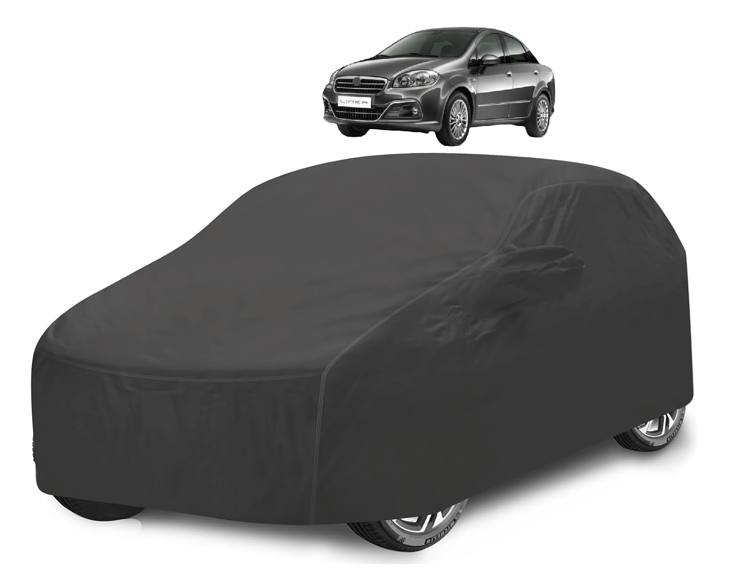     			Caronix Car Body Cover for Fiat All Car Models With Mirror Pocket ( Pack of 1 ) , Grey