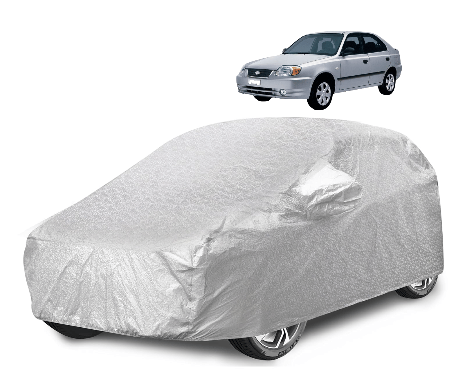     			Caronix Car Body Cover for Hyundai All Car Models With Mirror Pocket ( Pack of 1 ) , Silver