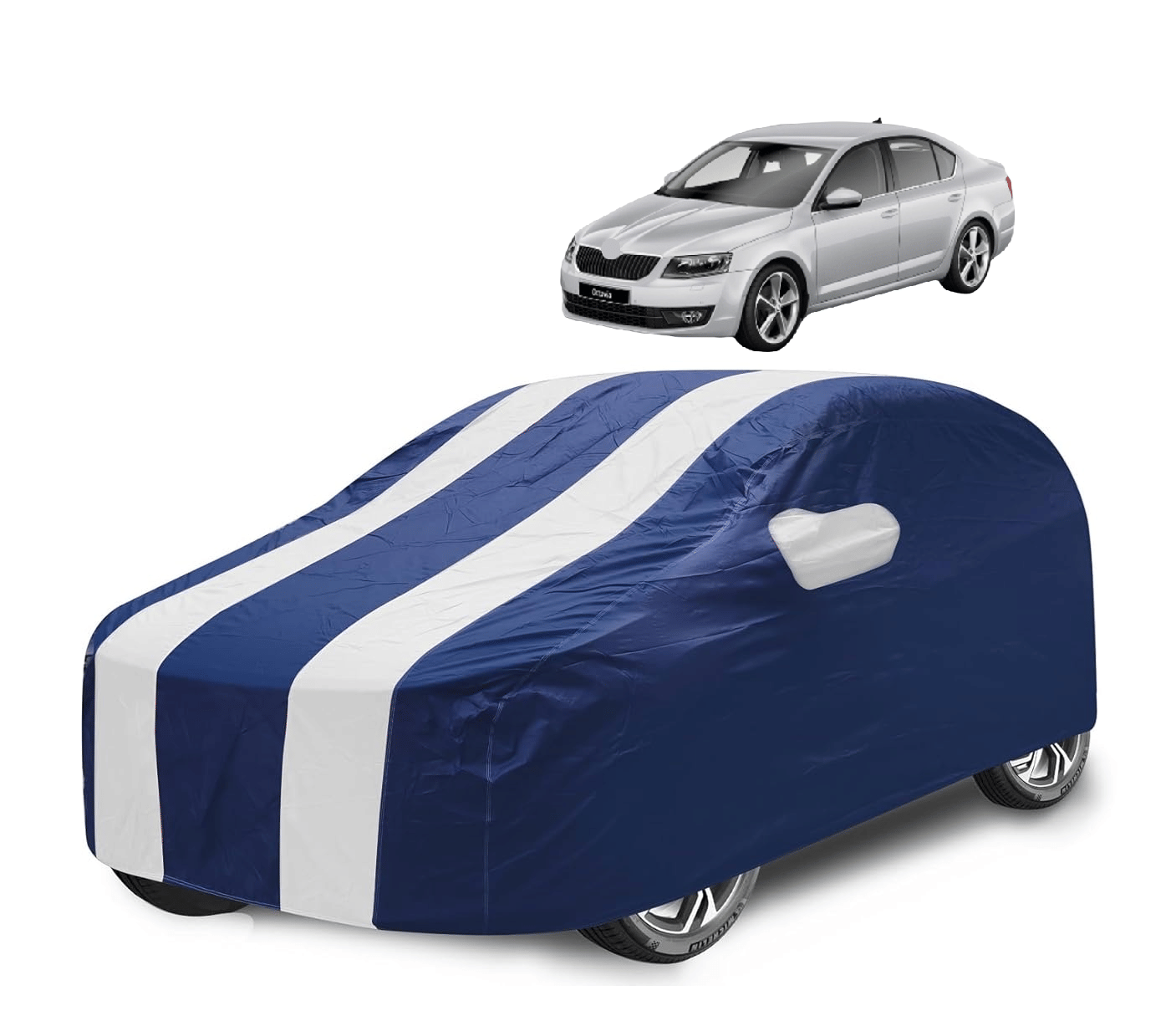     			Caronix Car Body Cover for Skoda All Car Models With Mirror Pocket ( Pack of 1 ) , White