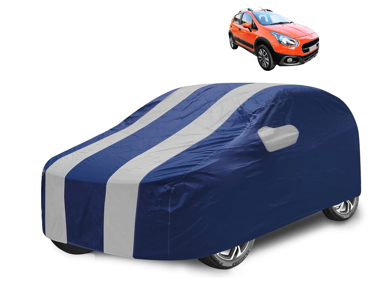     			Caronix Car Body Cover for Fiat All Car Models With Mirror Pocket ( Pack of 1 ) , Silver
