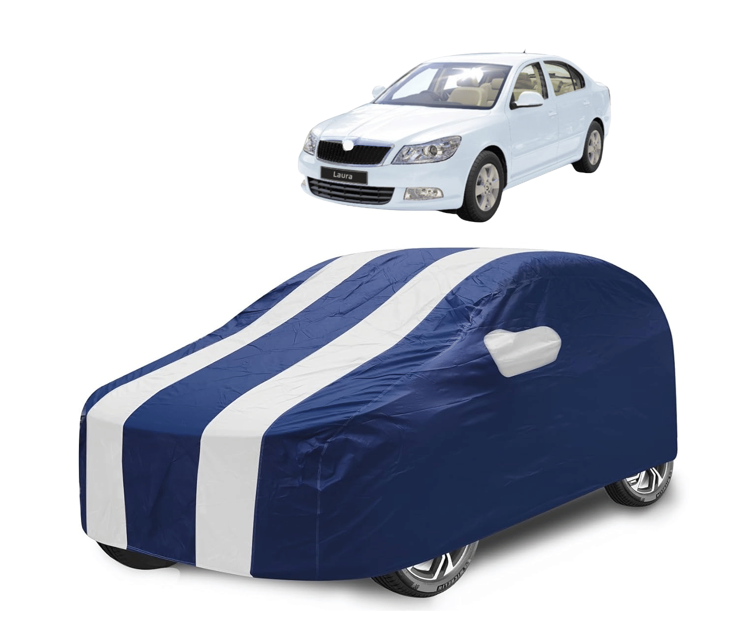     			Caronix Car Body Cover for Skoda All Car Models With Mirror Pocket ( Pack of 1 ) , White