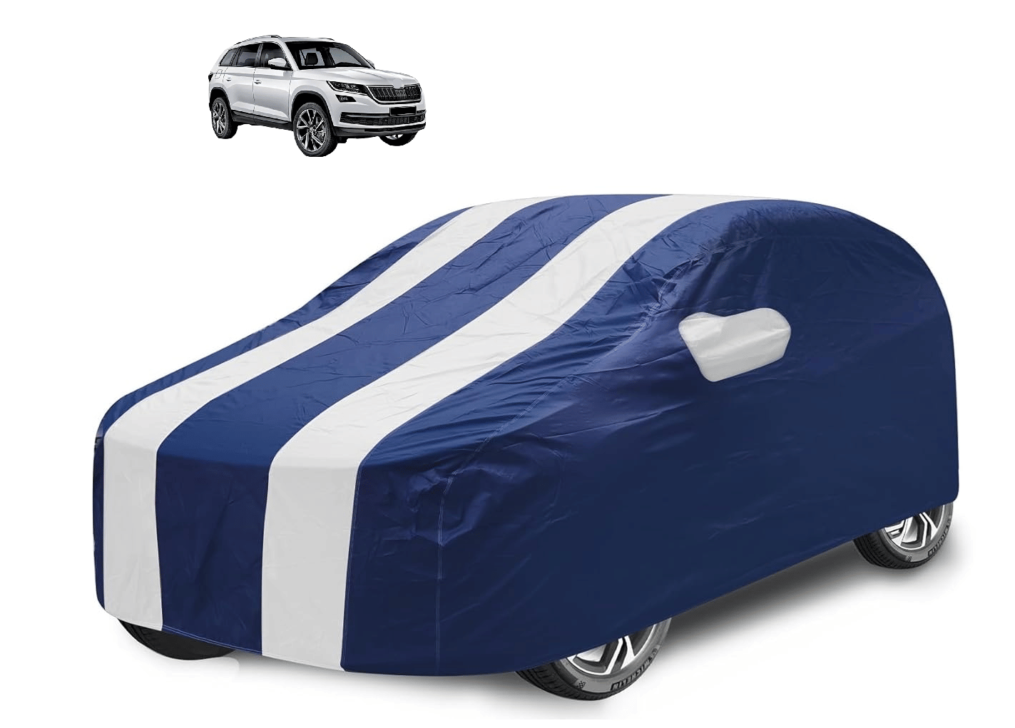     			Caronix Car Body Cover for Skoda All Car Models With Mirror Pocket ( Pack of 1 ) , White