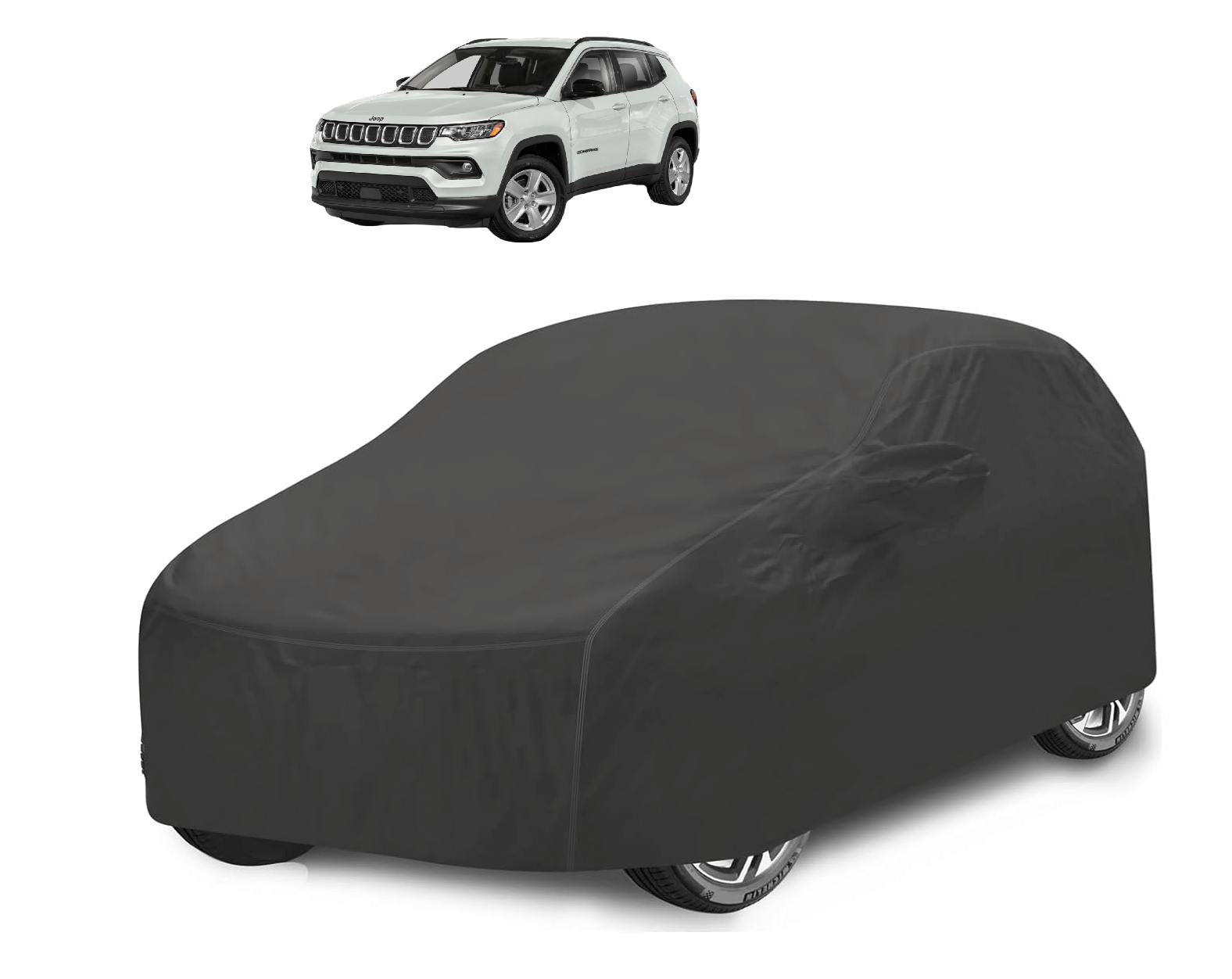 Caronix Car Body Cover for Jeep All Car Models With Mirror Pocket ( Pack of 1 ) , Grey Caronix Car Body Cover for Jeep All Car Models With Mirror Pocket ( Pack of 1 ) , Grey