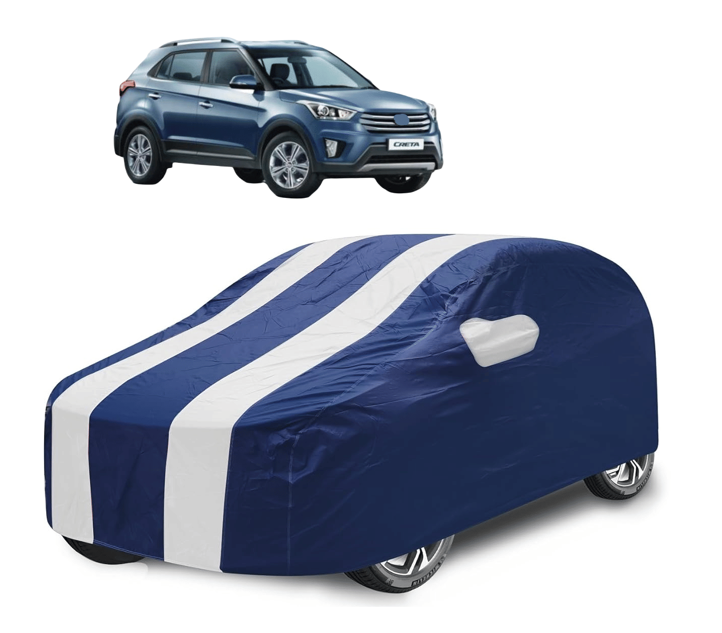     			Caronix Car Body Cover for Hyundai All Car Models With Mirror Pocket ( Pack of 1 ) , White