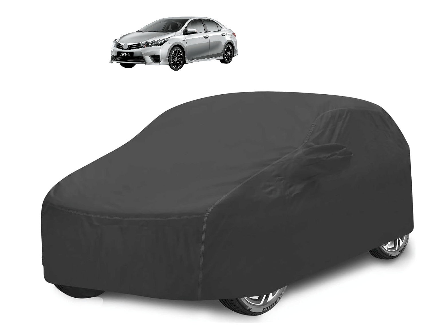    			Caronix Car Body Cover for Toyota All Car Models With Mirror Pocket ( Pack of 1 ) , Grey