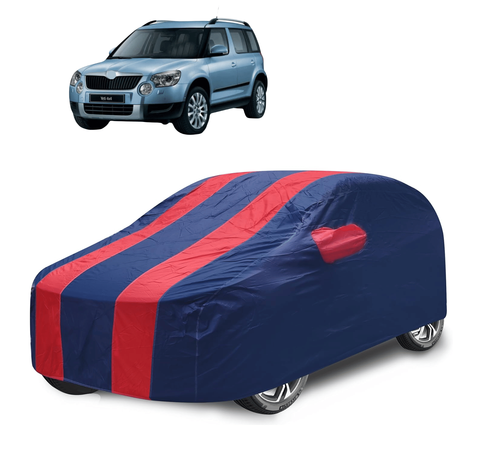     			Caronix Car Body Cover for Skoda All Car Models With Mirror Pocket ( Pack of 1 ) , Red