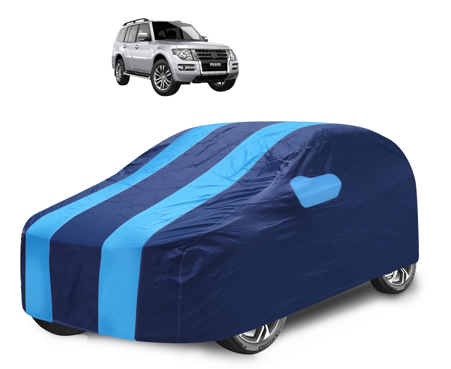     			Caronix Car Body Cover for Mitsubishi All Car Models With Mirror Pocket ( Pack of 1 ) , Blue