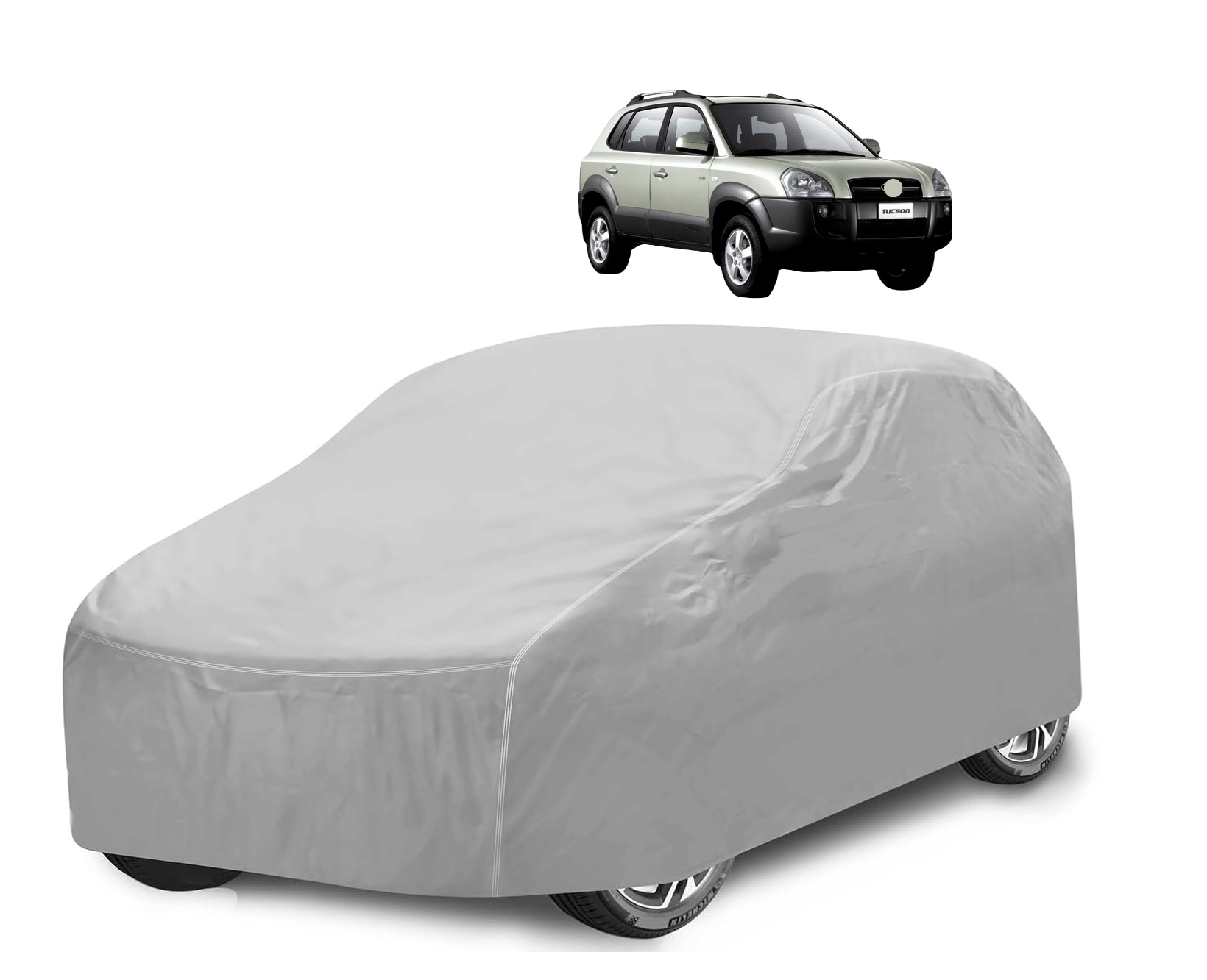     			Caronix Car Body Cover for Hyundai All Car Models With Mirror Pocket ( Pack of 1 ) , Silver