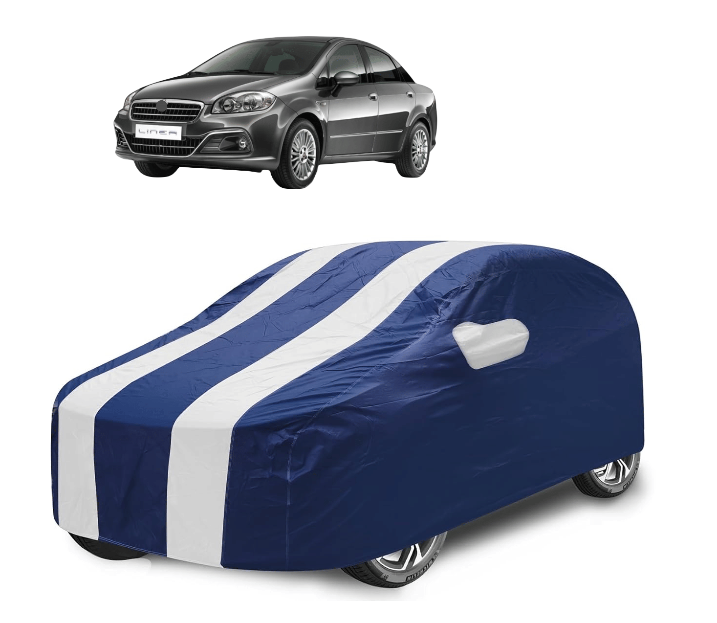     			Caronix Car Body Cover for Fiat All Car Models With Mirror Pocket ( Pack of 1 ) , White