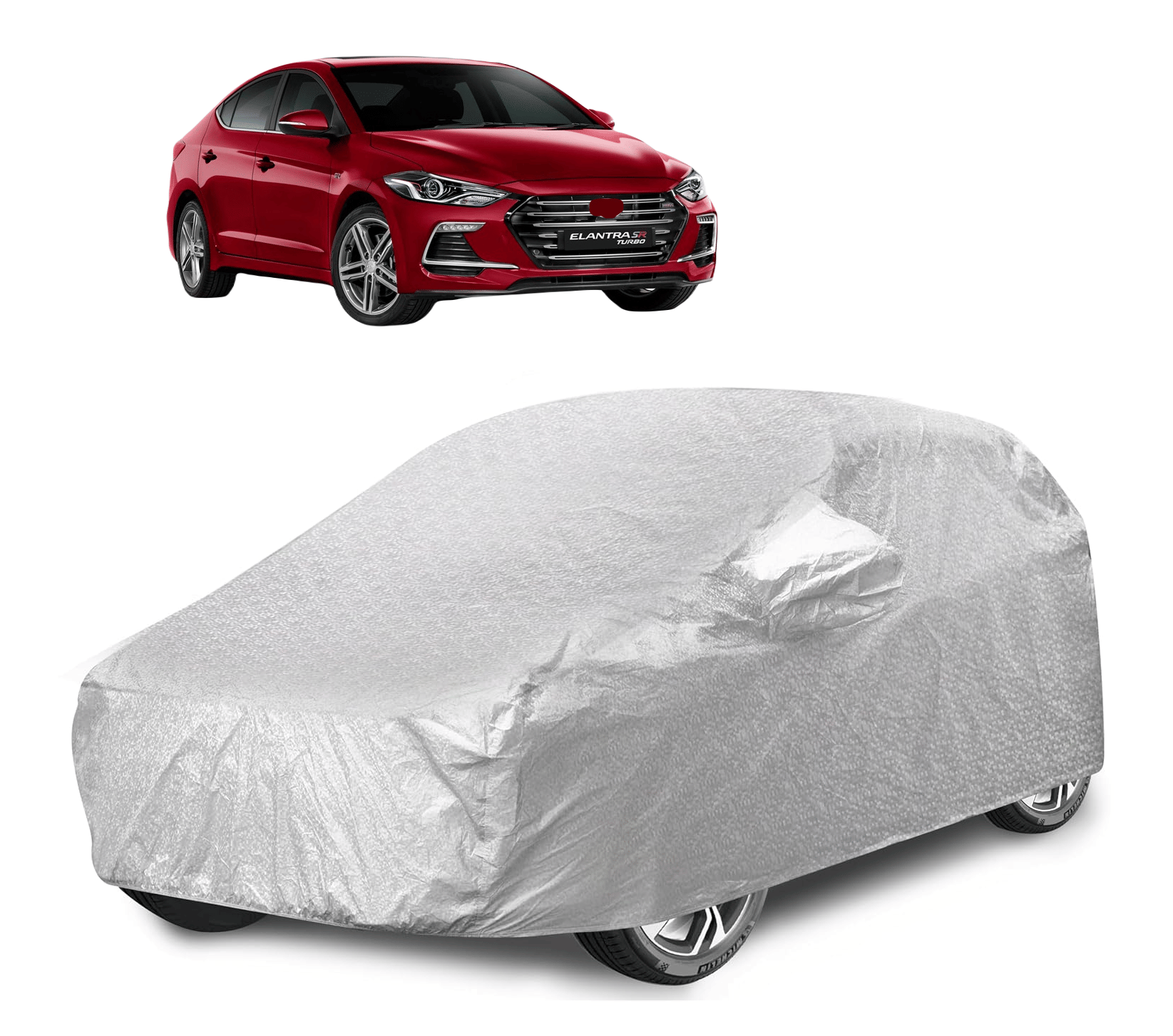     			Caronix Car Body Cover for Hyundai All Car Models With Mirror Pocket ( Pack of 1 ) , Silver