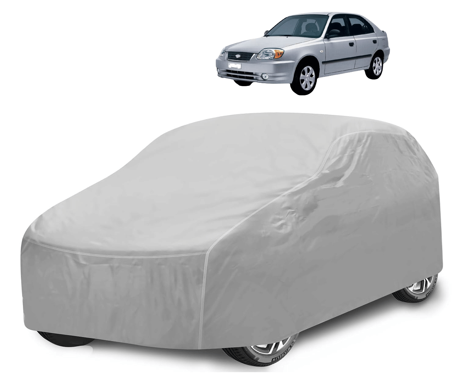     			Caronix Car Body Cover for Hyundai All Car Models With Mirror Pocket ( Pack of 1 ) , Silver