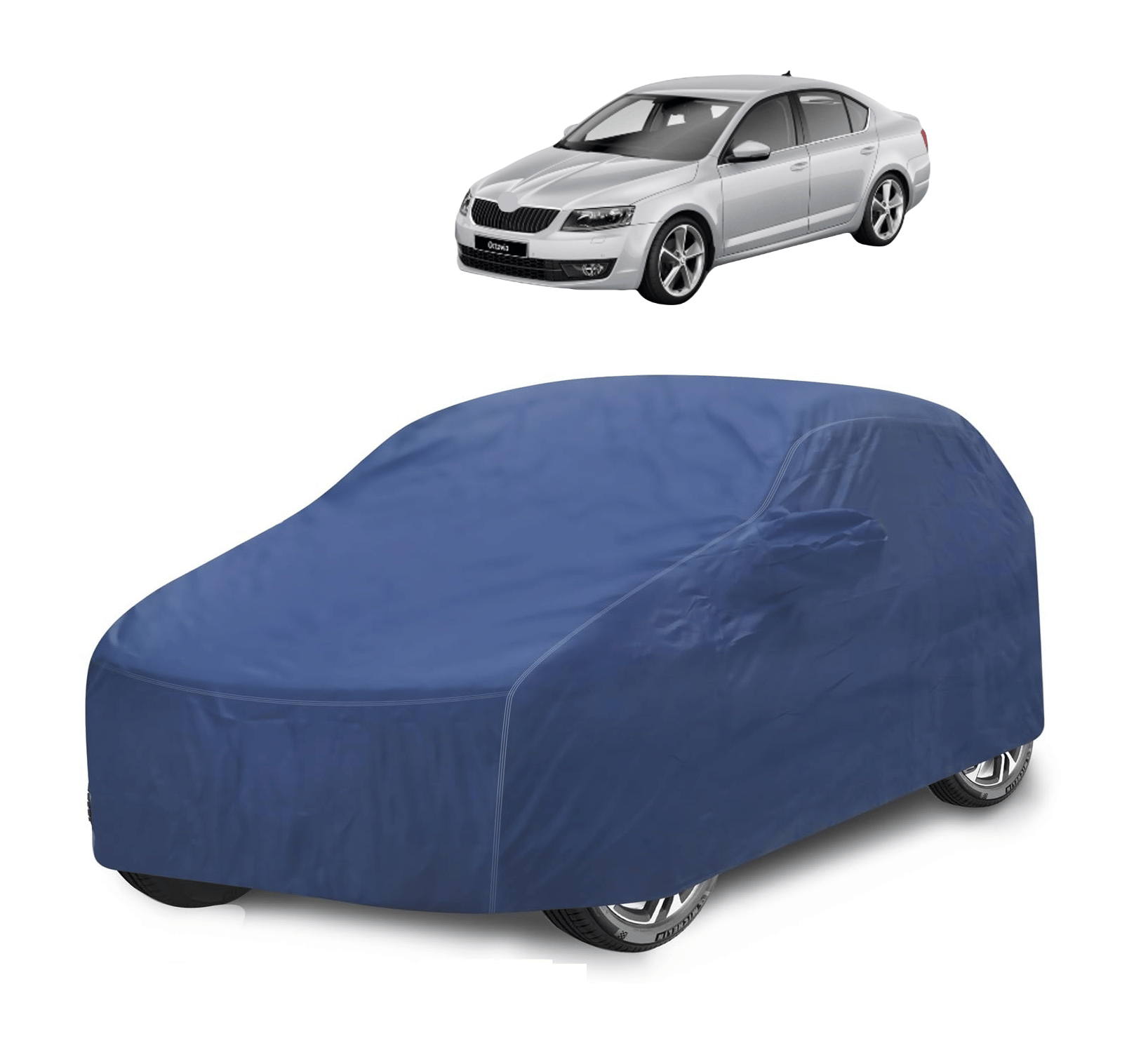     			Caronix Car Body Cover for Skoda All Car Models With Mirror Pocket ( Pack of 1 ) , Blue