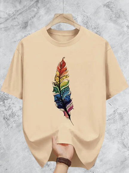 ELBATROSS Men Polyester Regular Fit Printed T-Shirt ( Beige ) ELBATROSS Men Polyester Regular Fit Printed T-Shirt ( Beige )