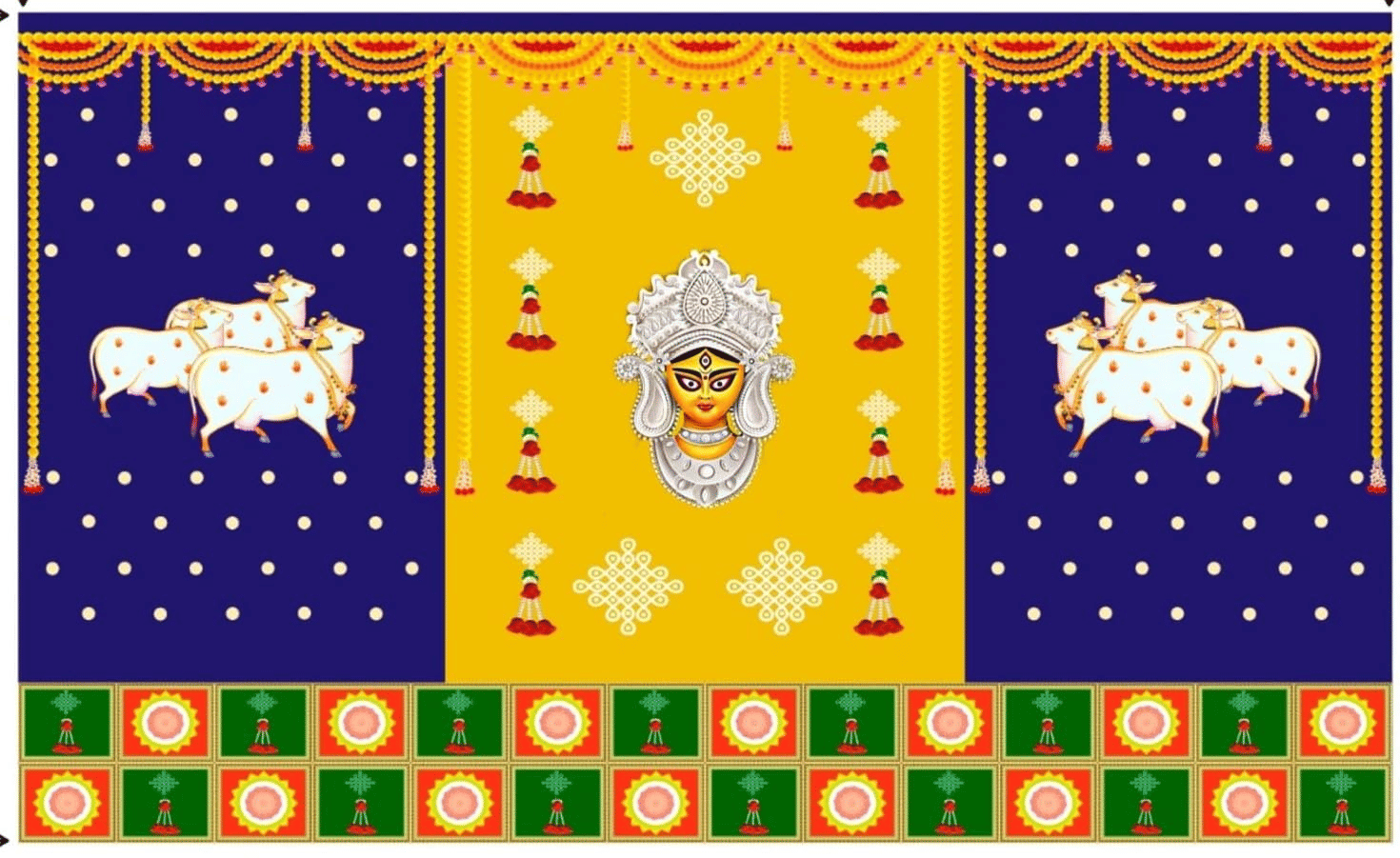     			Festive Backdrop Decorative Curtain For katha Pooja Haldi Wedding (5x7 ft )