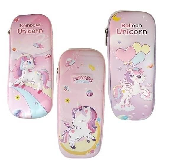    			Freedy 1pc Rainbow Unicorn Pencil Case,Cute Large Capacity Pen for Girls,3D Stationery Pouch Zip Pouch Bag School Supplies for Kids Students Art Plastic Pencil Box  (Set of 1, Multicolor)(Any One Random Design will send)
