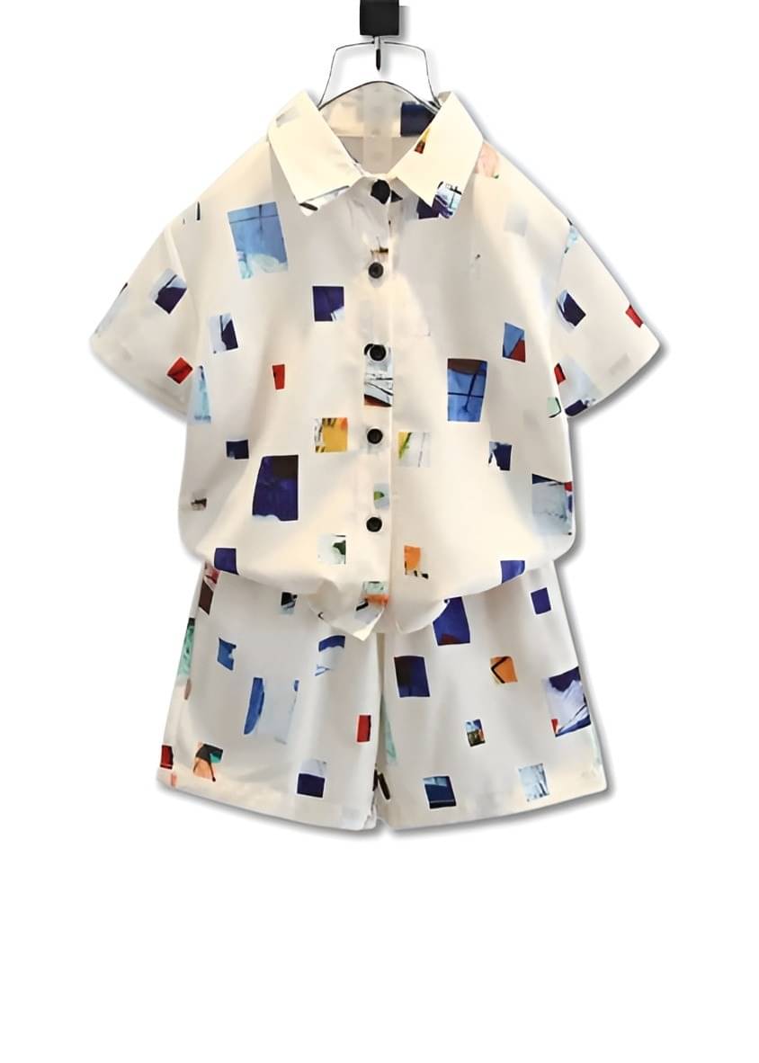     			HIBKI Pack of 1 Boys Cotton Blend Shirt & Shorts Set ( White )