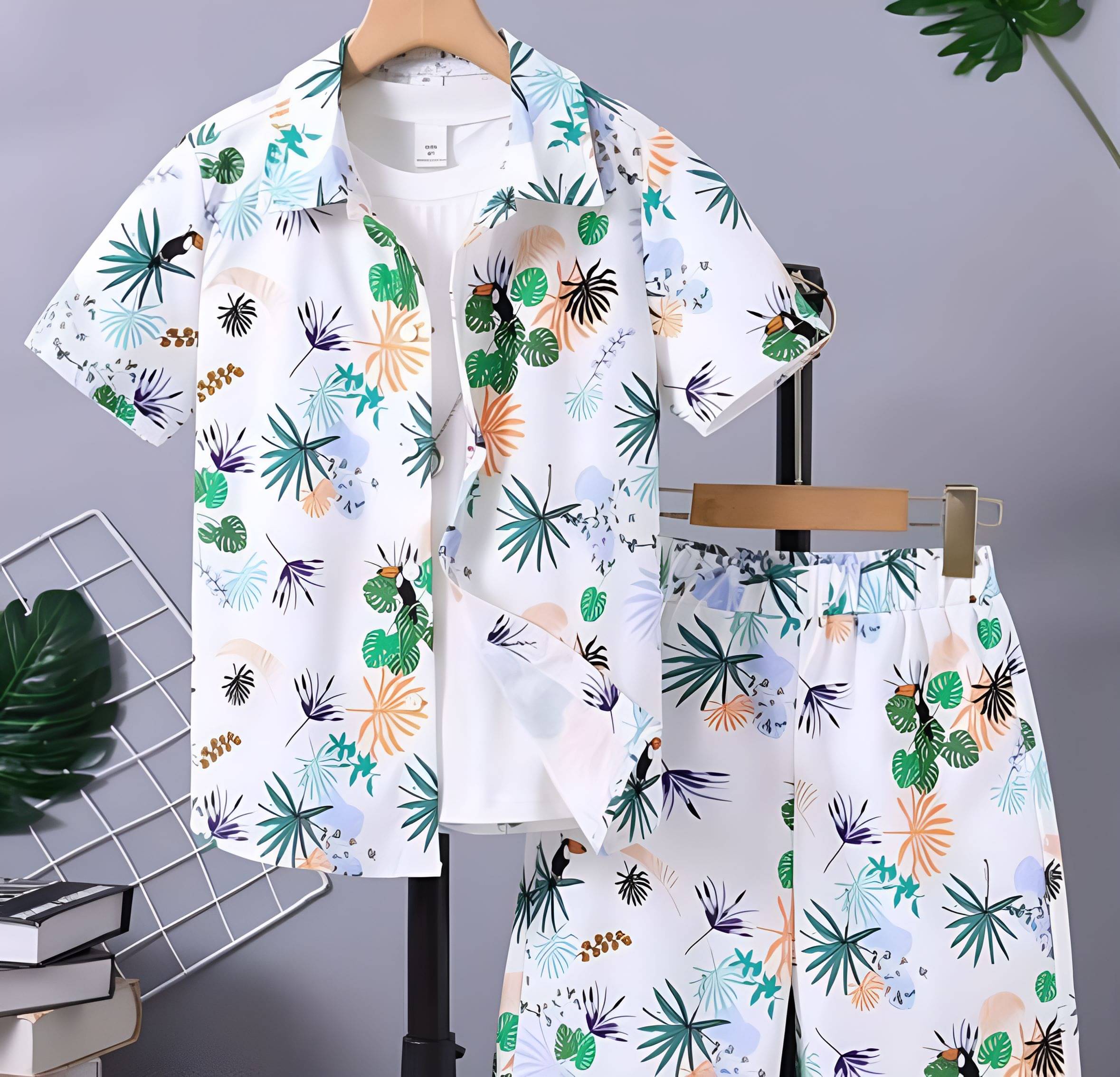     			HIBKI Pack of 1 Boys Cotton Blend Shirt & Shorts Set ( Green )
