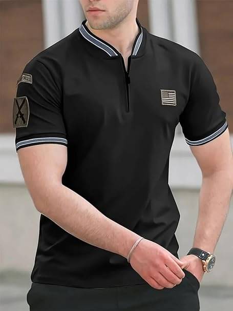 KAPDAX Men Polyester Regular Fit Self Design T-Shirt ( Black ) KAPDAX Men Polyester Regular Fit Self Design T-Shirt ( Black )