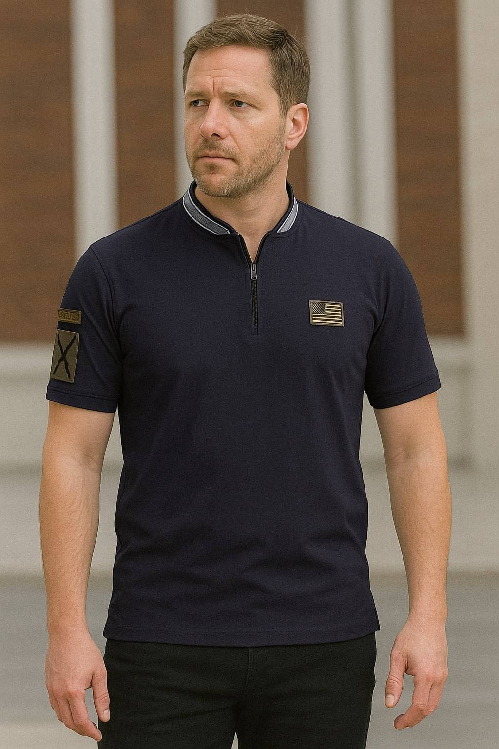     			KAPDAX Men Polyester Regular Fit Self Design T-Shirt ( Blue )