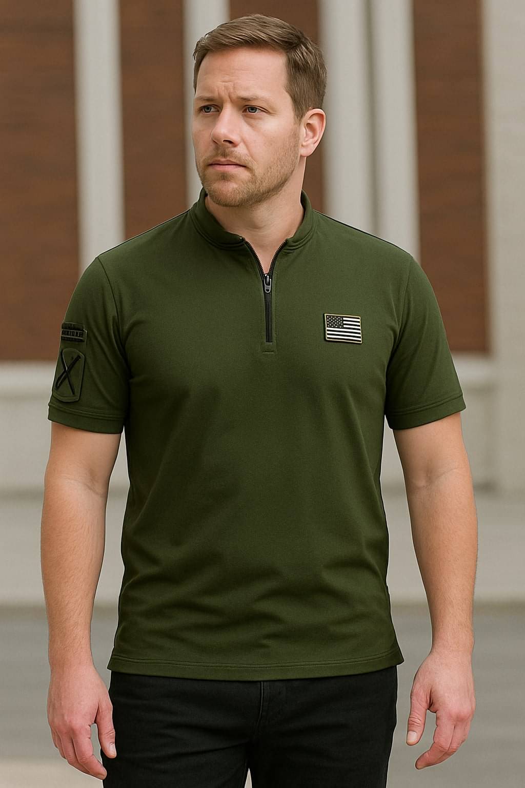     			KAPDAX Men Polyester Regular Fit Self Design T-Shirt ( Green )