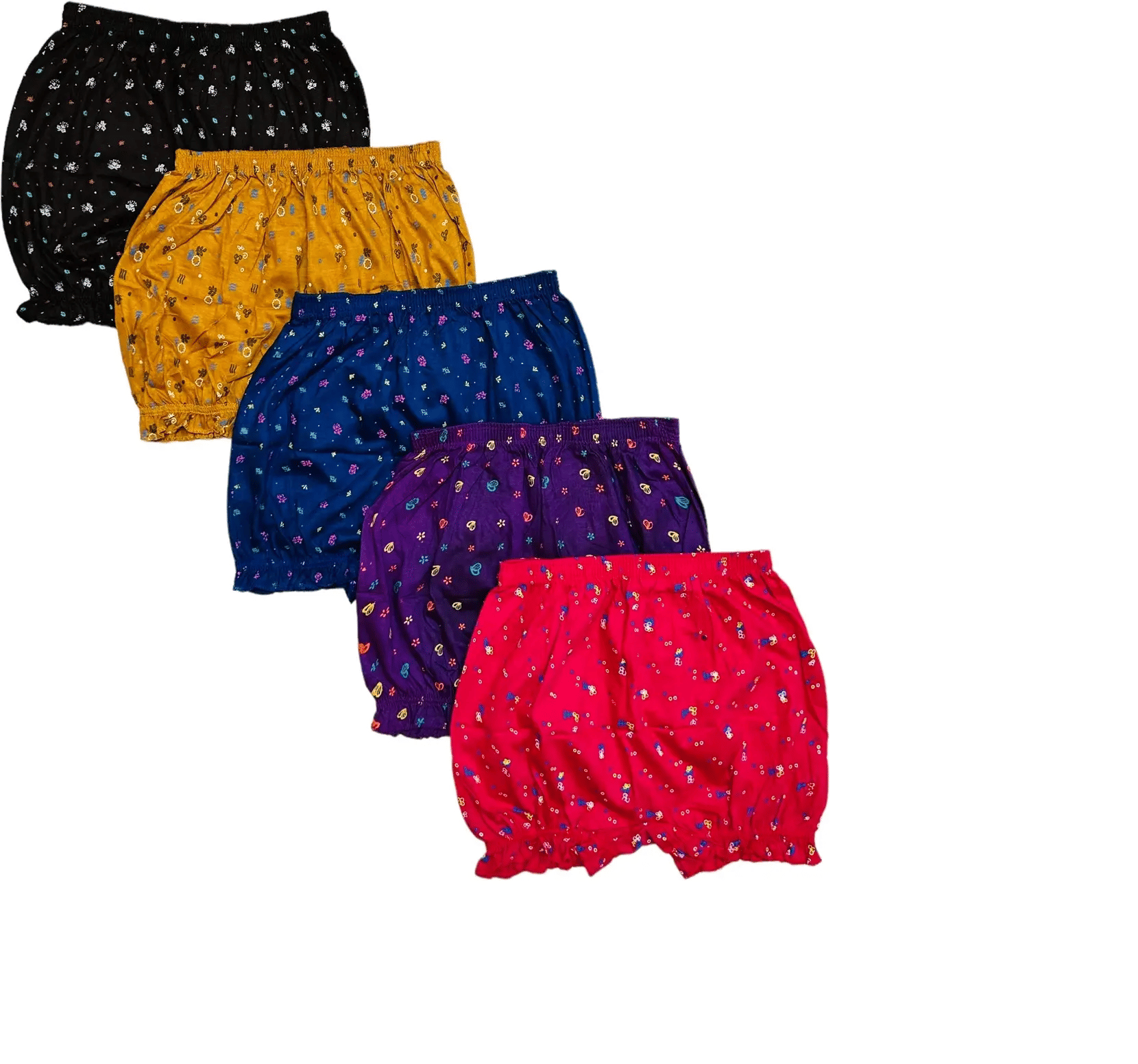 KIDBIRD Pack of 5 Cotton Bloomers For Girls ( Multicolor )