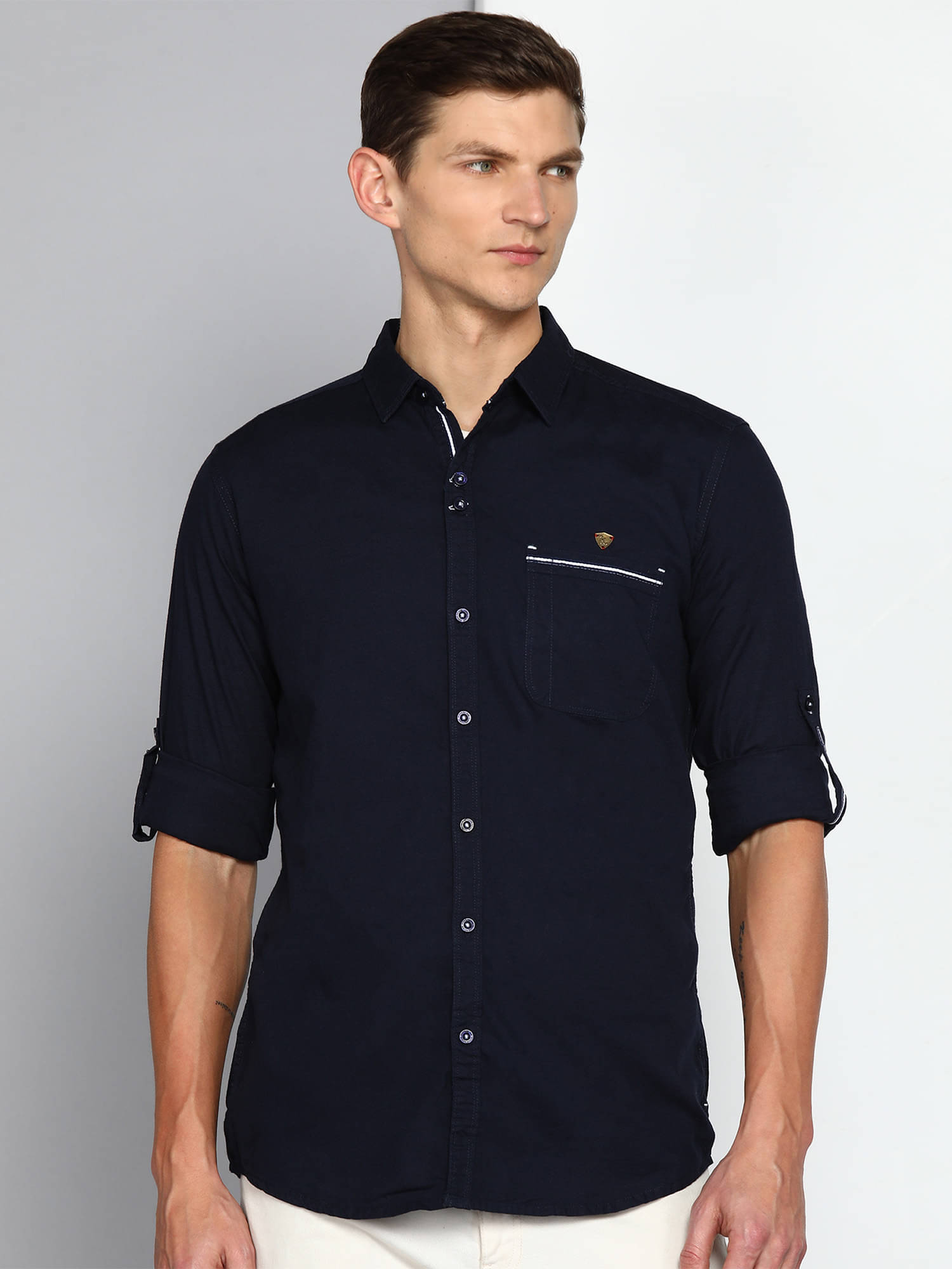     			Kuons Avenue Linen Regular Fit Solids Full Sleeves Men's Casual Shirt - Indigo ( Pack of 1 )