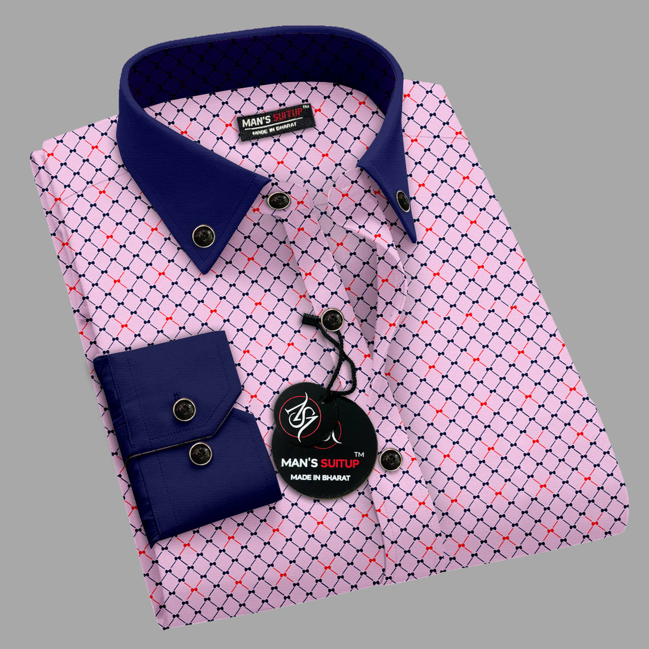     			MAN'S SUITUP Rayon Regular Fit Printed Full Sleeves Men's Casual Shirt - Pink ( Pack of 1 )
