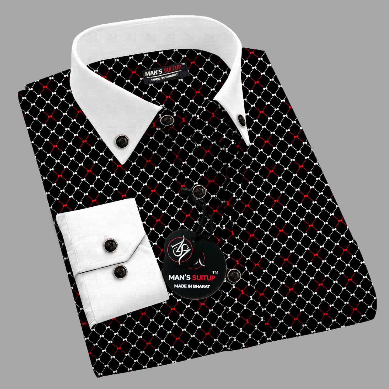    			MAN'S SUITUP Rayon Regular Fit Printed Full Sleeves Men's Casual Shirt - Black ( Pack of 1 )