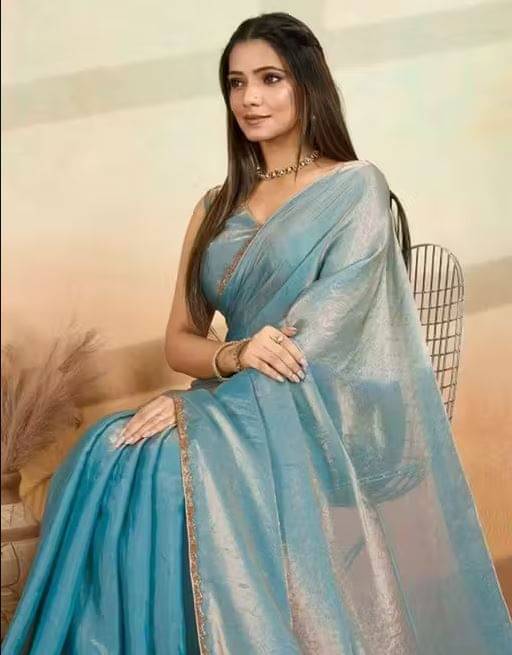 Madhav Art Chiffon Solid Regular Saree With Unstitched Blouse Piece ( Aqua Blue ) Madhav Art Chiffon Solid Regular Saree With Unstitched Blouse Piece ( Aqua Blue )
