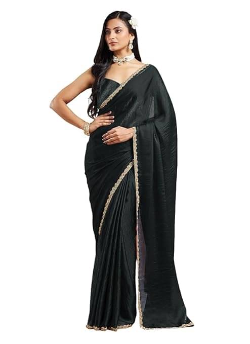     			Madhav Art Chiffon Solid Regular Saree With Unstitched Blouse Piece ( Black )