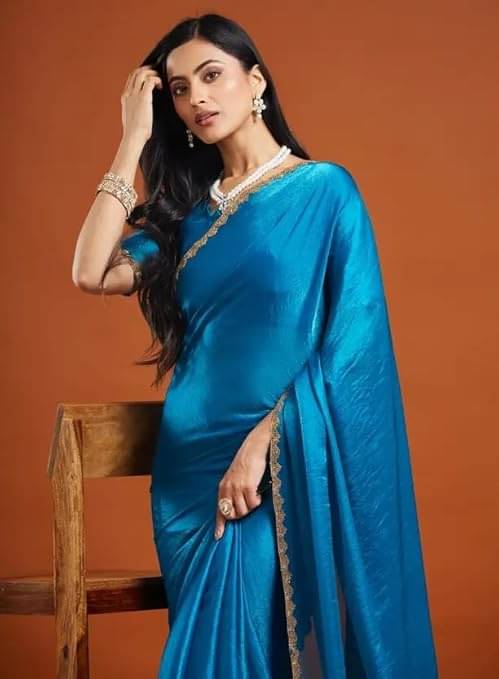     			Madhav Art Chiffon Solid Regular Saree With Unstitched Blouse Piece ( Teal )