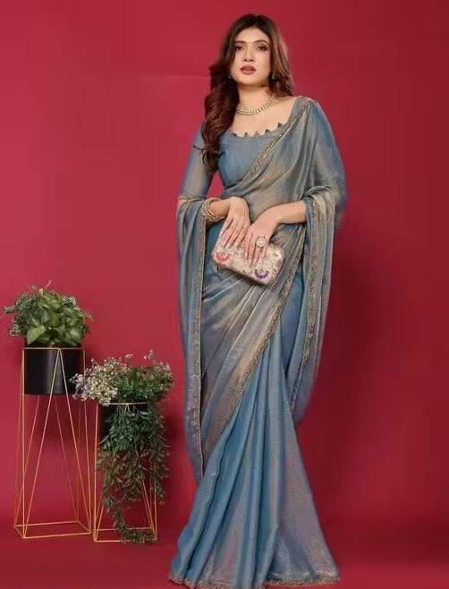     			Madhav Art Chiffon Solid Regular Saree With Unstitched Blouse Piece ( Grey )